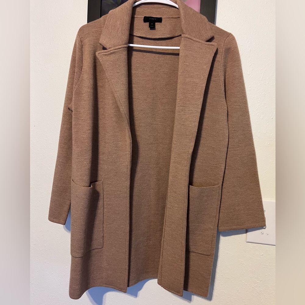 J. Crew women’s Sophie Sophie Merino Open Front wool Blend sweater Blazer